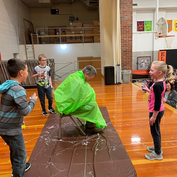 Parker, Addyson, and Mason enjoyed getting Mr. Befort with their Silly String!